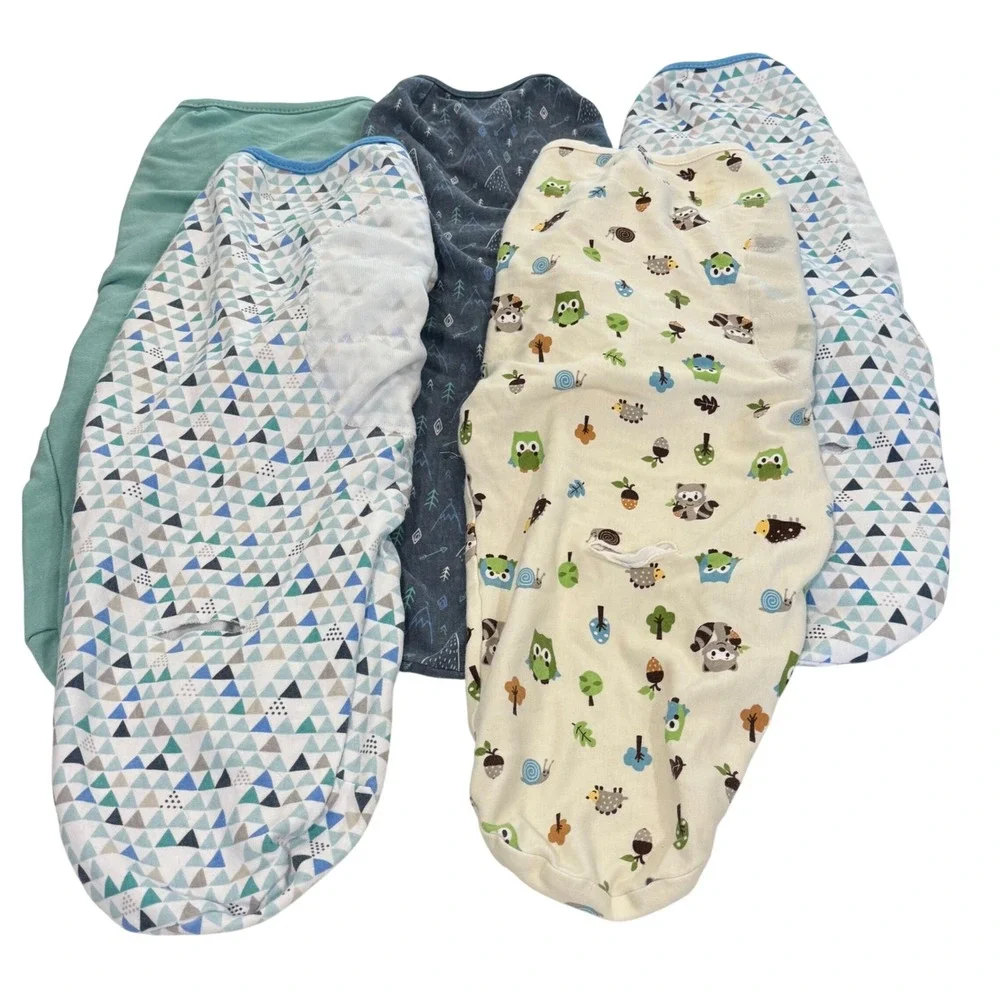 SwaddleMe Adjustable Baby Swaddle Wrap Bundle Kids Large Blue Green Lot of 5 5pk